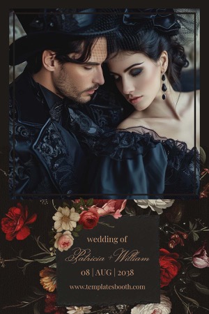 Aperçu Moody Black Wedding Photo Booth Template