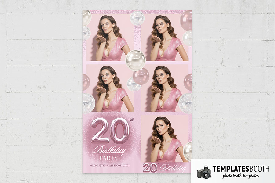 Pink Glitter Birthday Party Photo Booth Template Preview