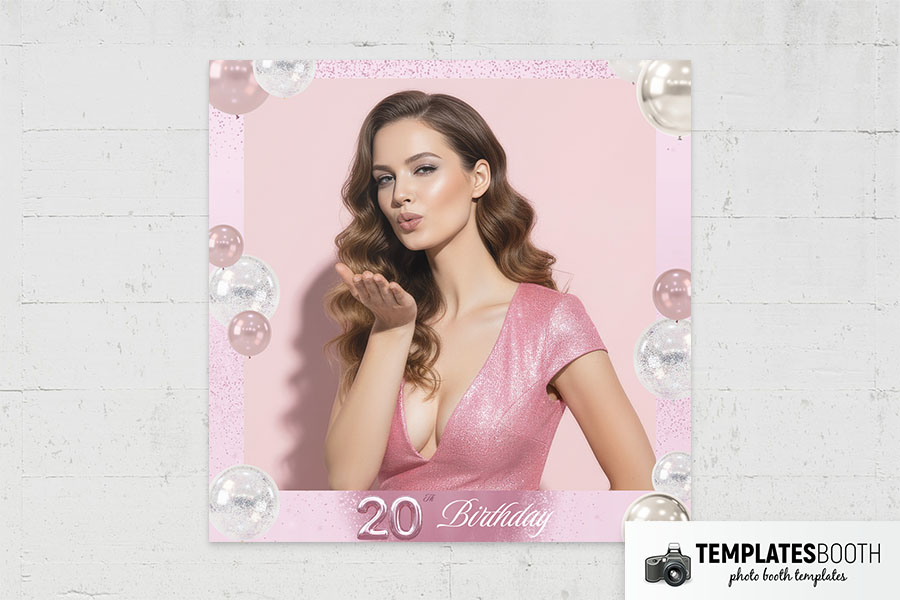 Pink Glitter Birthday Party Photo Booth Template Preview