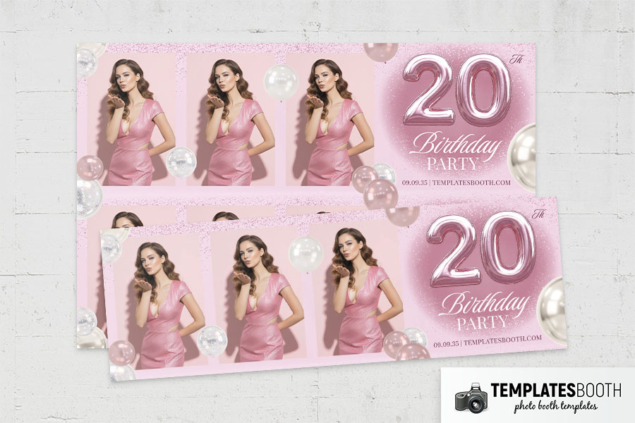 Pink Glitter Birthday Party Photo Booth Template Preview