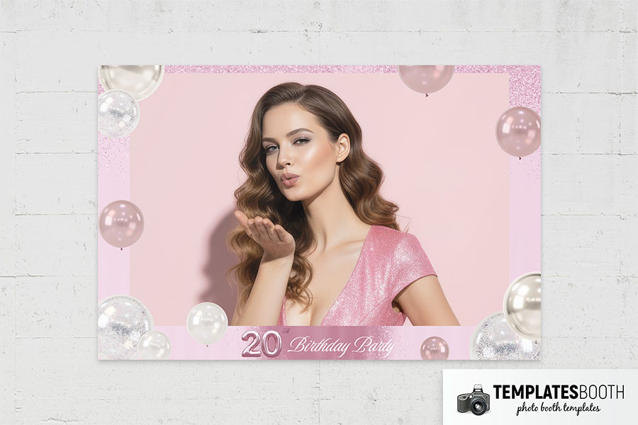 Pink Glitter Birthday Party Photo Booth Template Preview