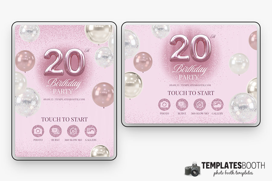 Pink Glitter Birthday Party Photo Booth Template Preview
