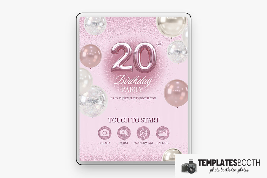 Pink Glitter Birthday Party Photo Booth Template Preview