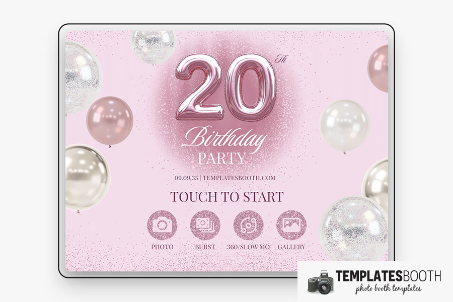 Pink Glitter Birthday Party Photo Booth Template Preview