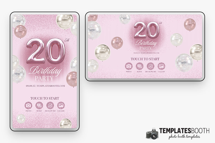 Pink Glitter Birthday Party Photo Booth Template Preview