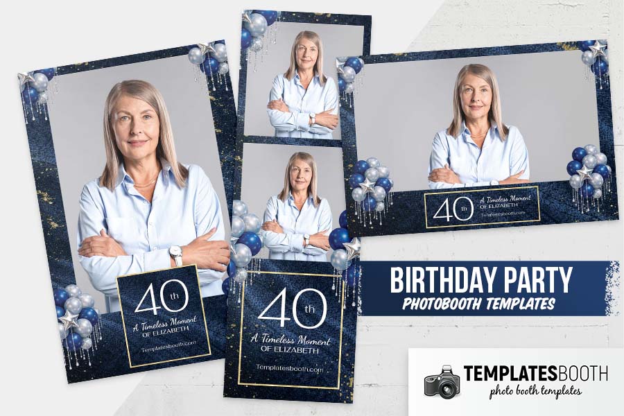 Blue Birthday Party Photo Booth Template - TemplatesBooth