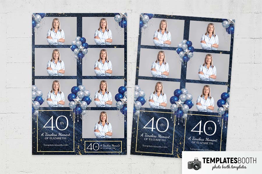 Blue Birthday Party Photo Booth Template - TemplatesBooth