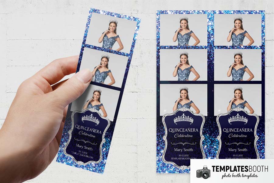 Blue Quinceañera Photo Booth Template Preview