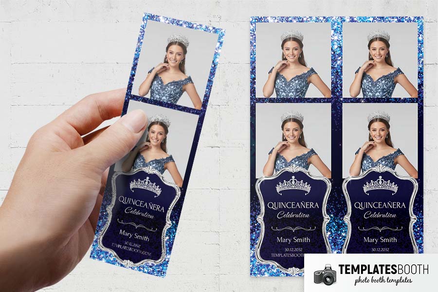 Blue Quinceañera Photo Booth Template Preview
