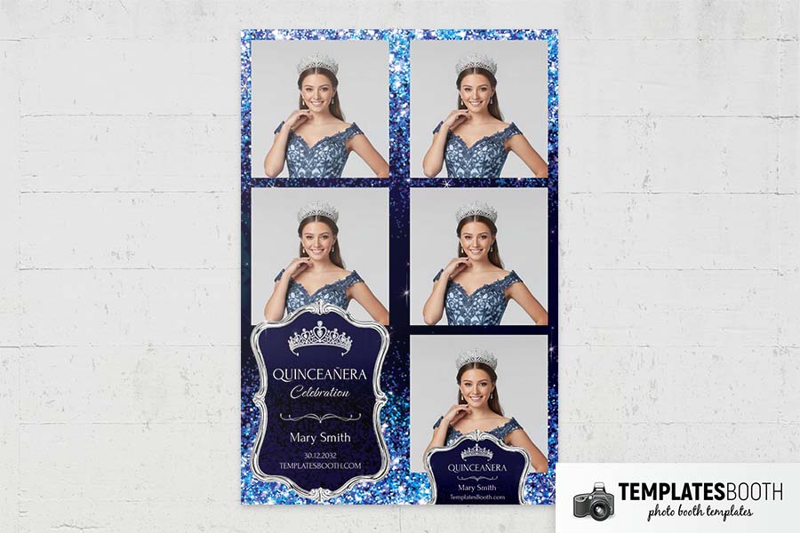 Blue Quinceañera Photo Booth Template Preview