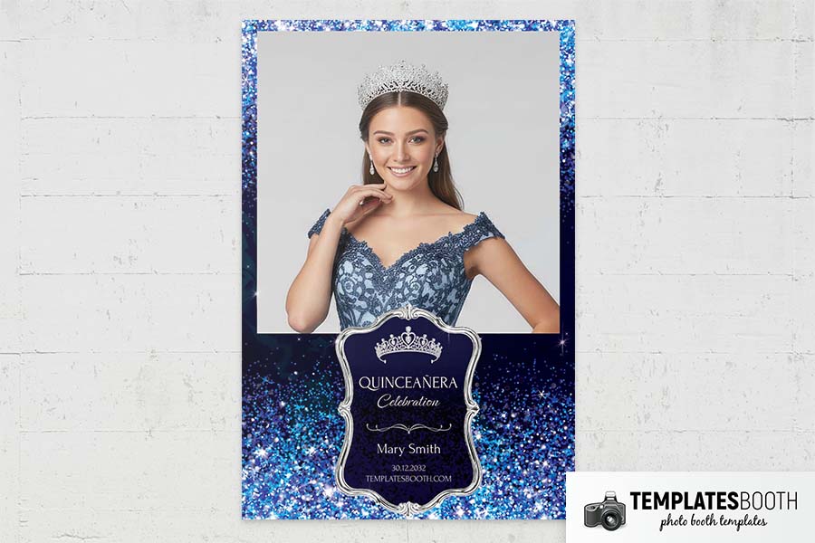 Blue Quinceañera Photo Booth Template Preview