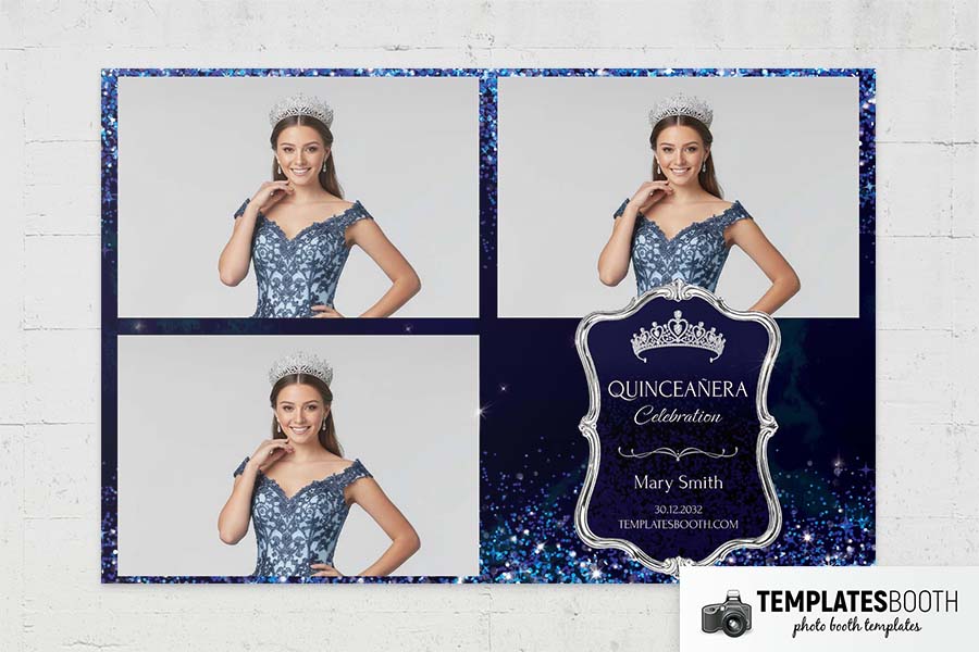 Blue Quinceañera Photo Booth Template Preview
