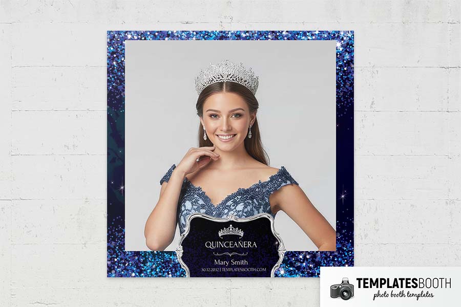 Blue Quinceañera Photo Booth Template Preview