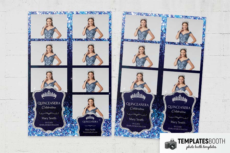 Blue Quinceañera Photo Booth Template Preview