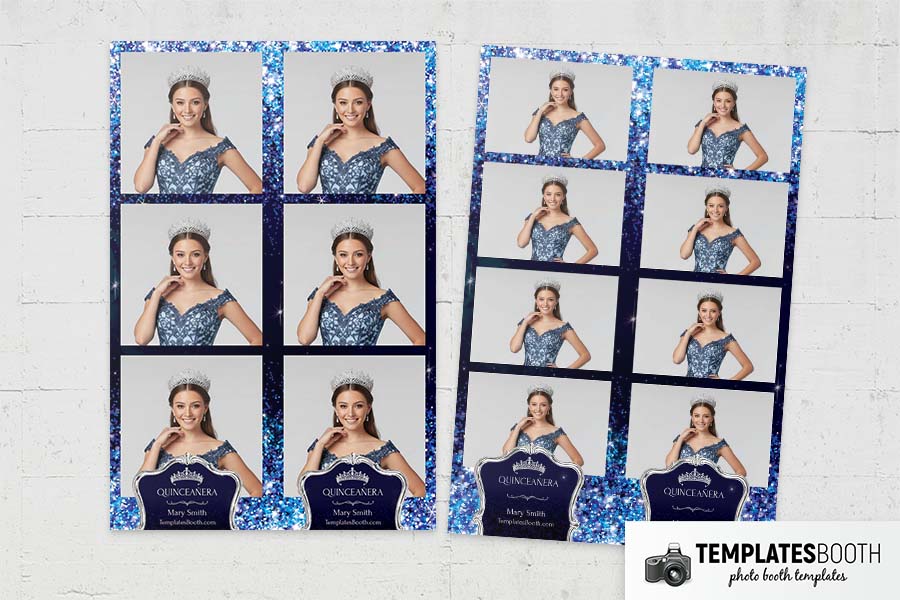 Blue Quinceañera Photo Booth Template Preview