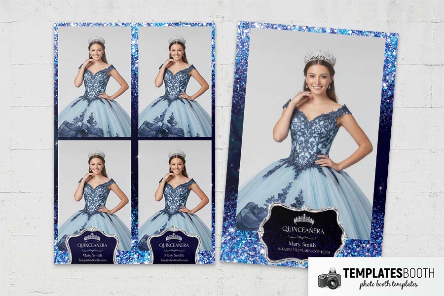 Blue Quinceañera Photo Booth Template Preview