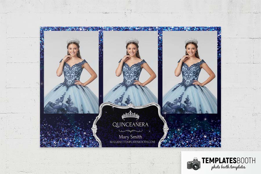 Blue Quinceañera Photo Booth Template Preview