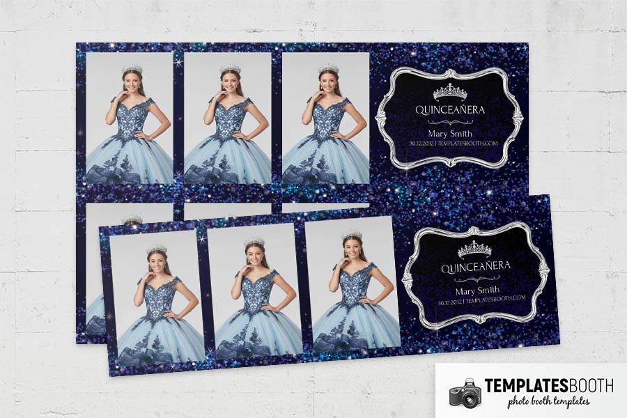 Blue Quinceañera Photo Booth Template Preview