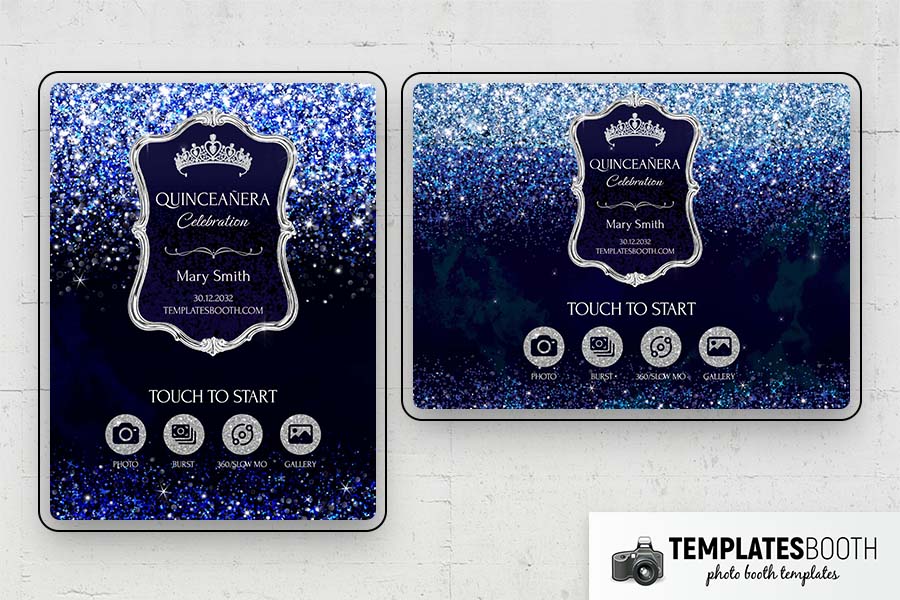 Blue Quinceañera Photo Booth Template Preview