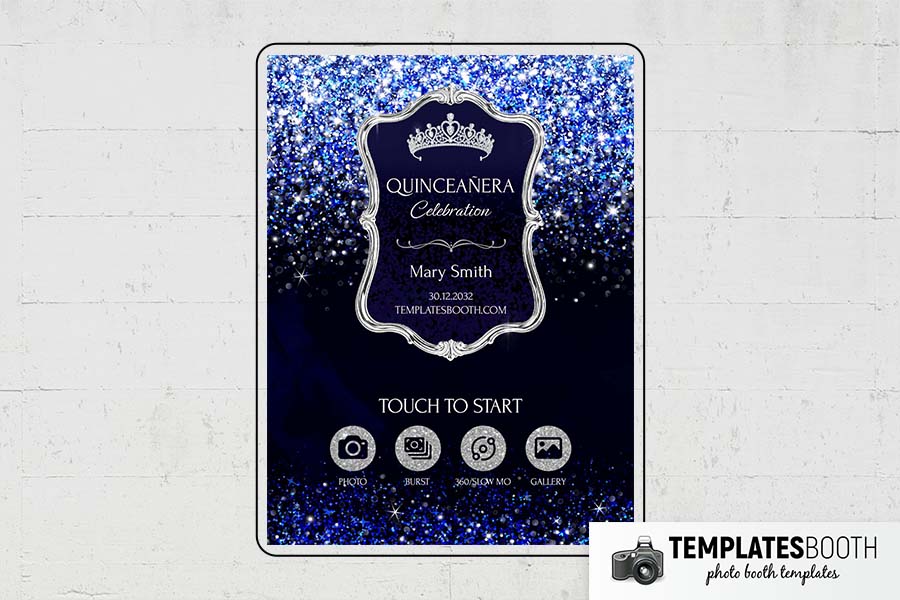 Blue Quinceañera Photo Booth Template Preview