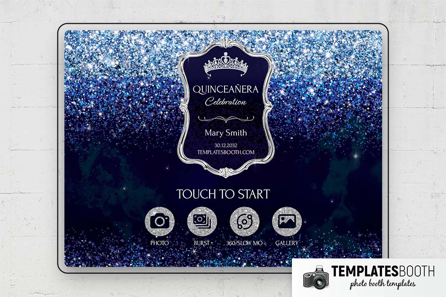 Blue Quinceañera Photo Booth Template Preview