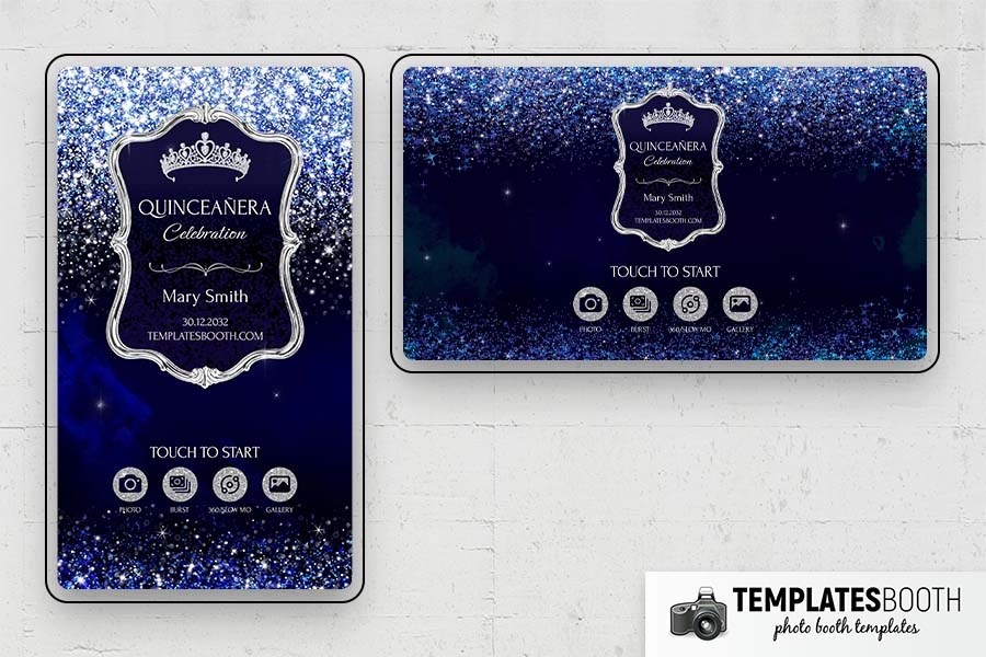 Blue Quinceañera Photo Booth Template Preview