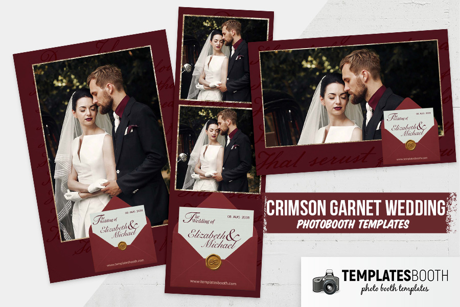 Crimson Garnet Wedding Photo Booth Template - TemplatesBooth