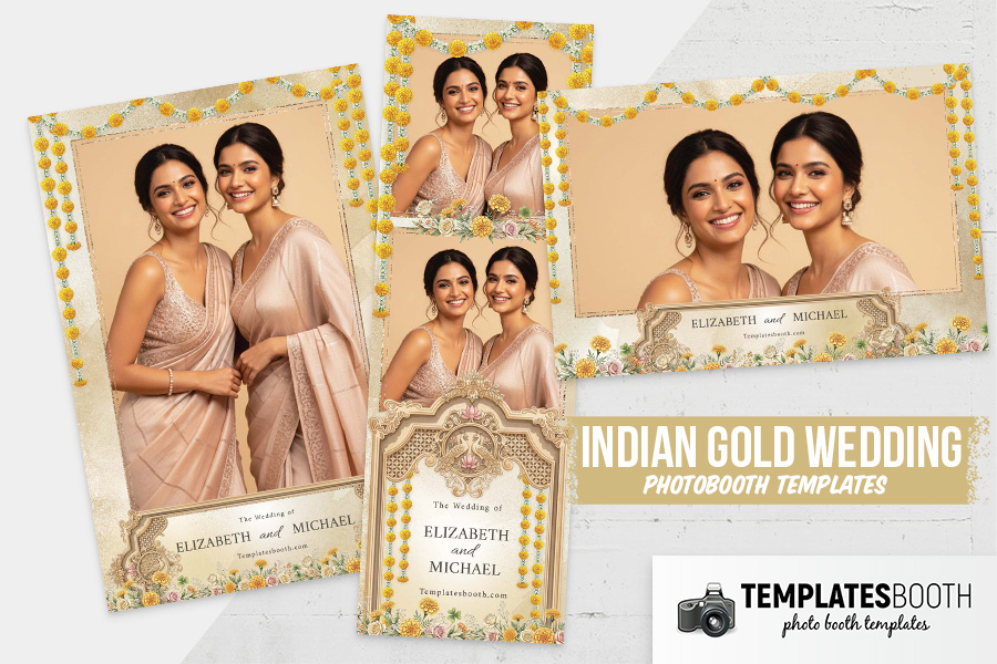 Indian Gold Wedding Photo Booth Template