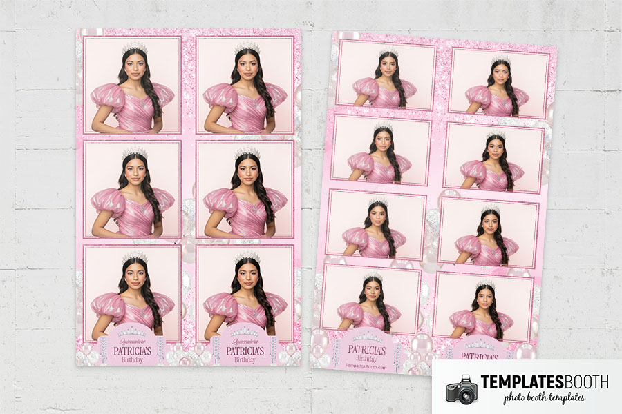 Pink Quinceañera Birthday Photo Booth Template Preview