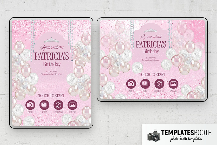Pink Quinceañera Birthday Photo Booth Template Preview