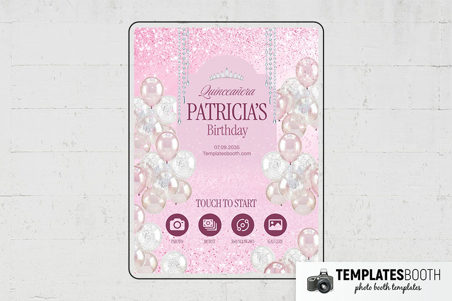 Pink Quinceañera Birthday Photo Booth Template Preview