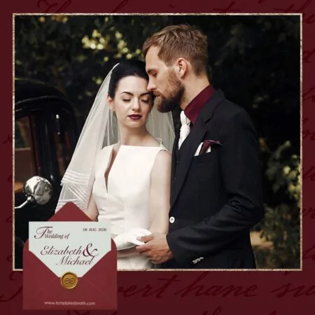 Crimson Garnet Wedding Photo Booth Template
