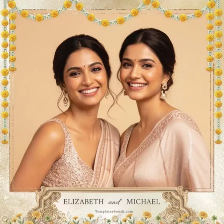 Indian Gold Wedding Photo Booth Template