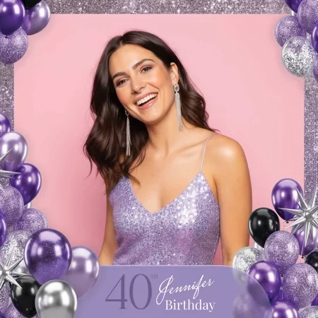 Purple Birthday Photo Booth Template