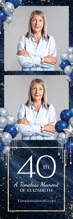 Blue Birthday Party Photo Booth Template – 2x6 Photo Strip