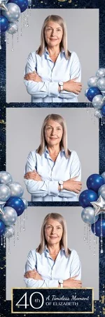Blue Birthday Party Photo Booth Template – 2x6 Photo Strip