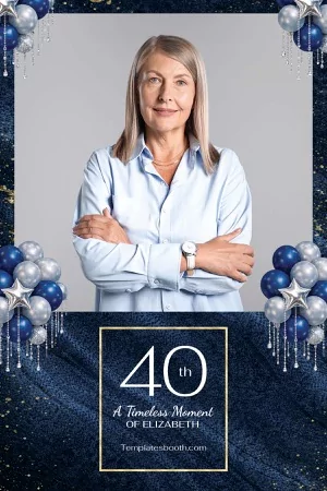 Blue Birthday Party Photo Booth Template – 4x6 Postcard (Portrait)