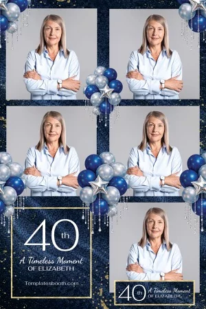 Blue Birthday Party Photo Booth Template – 4x6 Half & Half