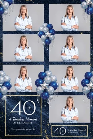 Blue Birthday Party Photo Booth Template – 4x6 Half & Half