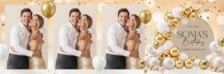 Gold Balloon Birthday Party Photo Booth Template