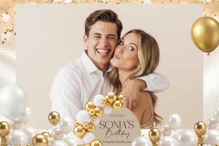 Goldballon-Geburtstagsparty-Fotobox-Vorlage