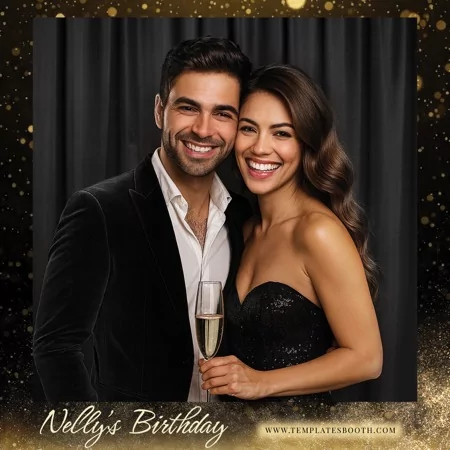 Black Gold Birthday Photo Booth Template