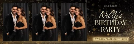 Black Gold Birthday Photo Booth Template