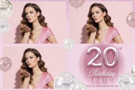 Pink Glitter Geburtstagsfeier Fotobox-Vorlage