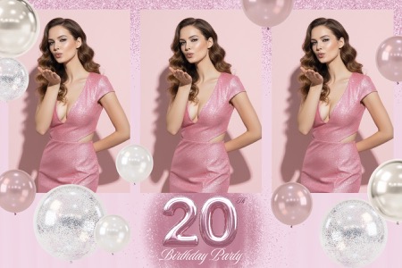 Pink Glitter Geburtstagsfeier Fotobox-Vorlage