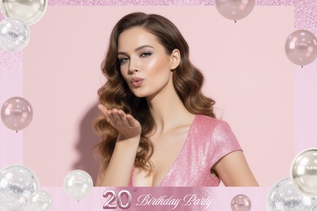 Pink Glitter Geburtstagsfeier Fotobox-Vorlage