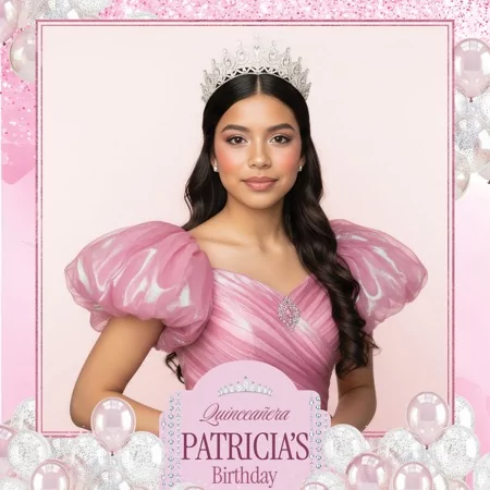 Pink Quinceañera Birthday Photo Booth Template