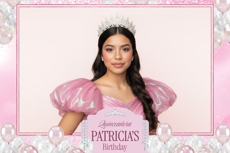Rosa Quinceañera-Geburtstag Fotobox-Vorlage
