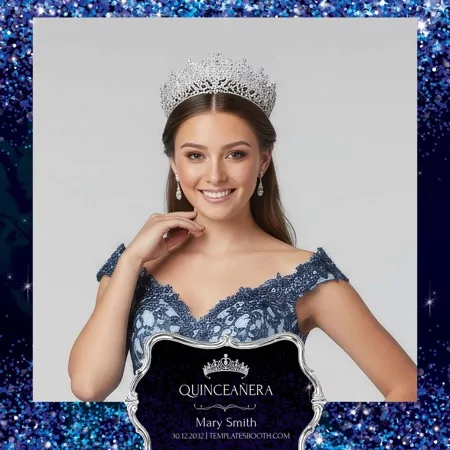 Blue Quinceañera Photo Booth Template