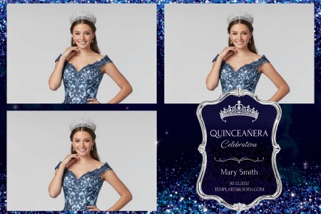 Blaue Quinceañera-Fotobox-Vorlage